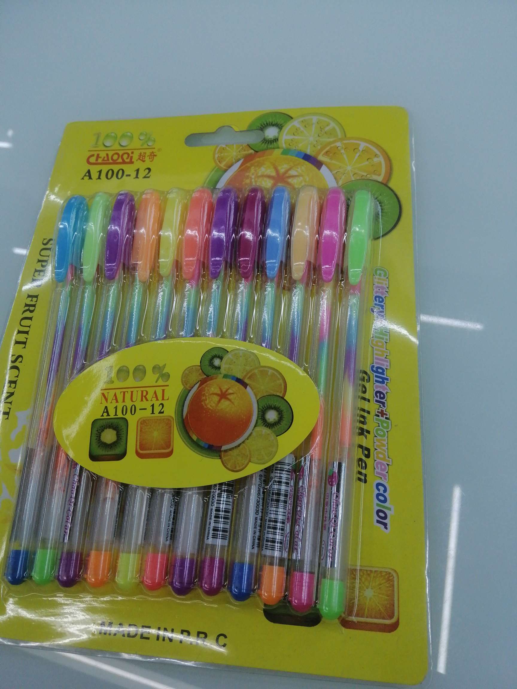 Yiwu Hanjia Stationery 7-color highlighters, 12 pieces, with card suction and writing glitters Specification drawing