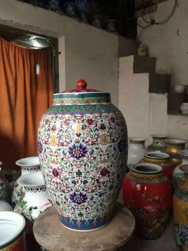 景德镇高温彩花米缸，葫芦，花瓶，高60左右产品图