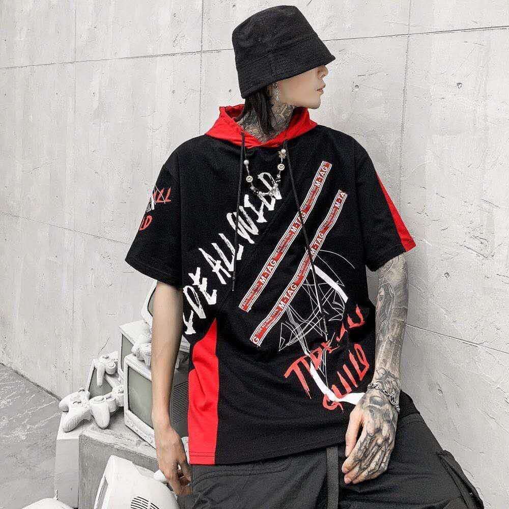 Men's short sleeve T-shirt popular logo summer Korean 2020 new instagram loose student half sleeve T-shirt black clothing thumbnail