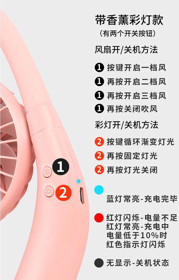 挂脖风扇 现货USB便携式网红手持迷你风扇定制折叠懒人挂脖电风扇详情图9