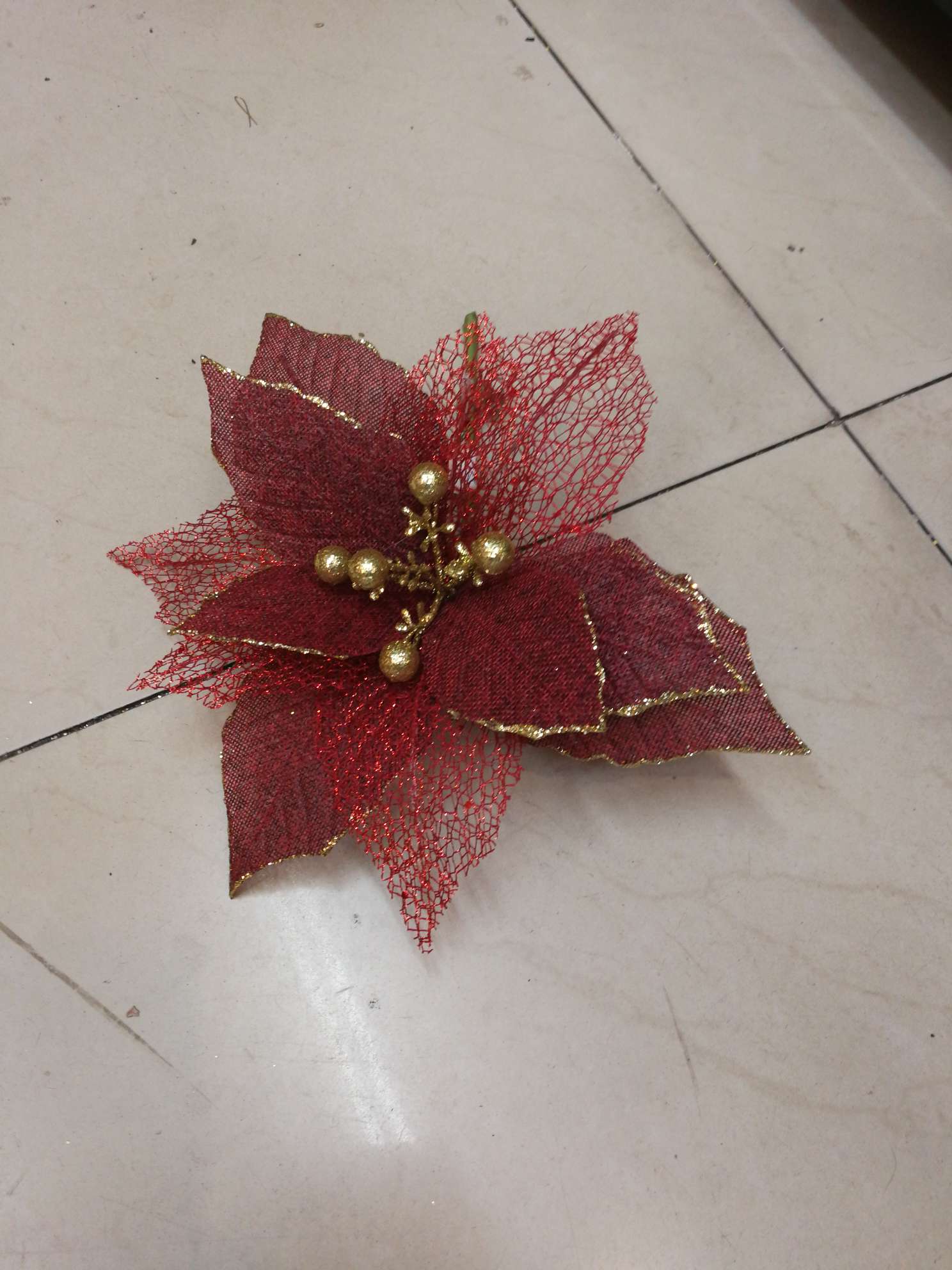 Cross-border explosion 16CM plastic simulation decorative flower Christmas wreath diy hanging Christmas party decorations thumbnail