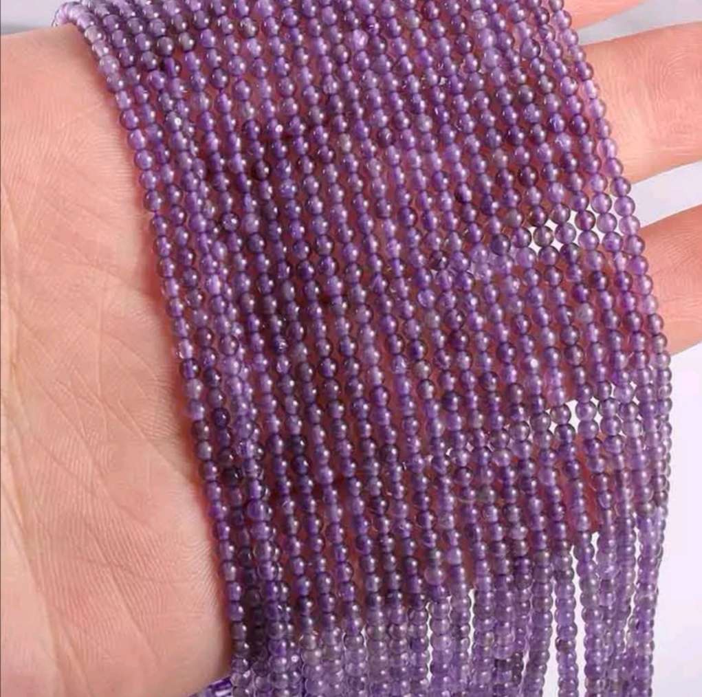 Natural stone beads, rose quartz, amethyst, agate beads, jewelry making, DIY beaded bracelets, 2mm, 3mm Specification image