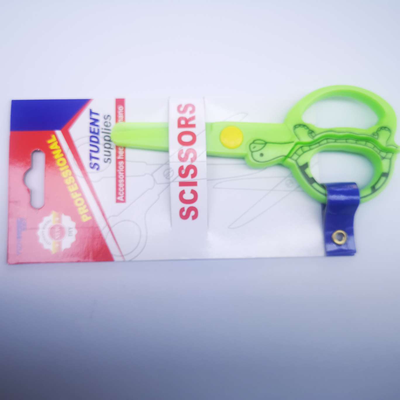 益智王7017D钉卡剪刀，24个一盒，每盒混色，产品尺寸12.2*5.2细节图