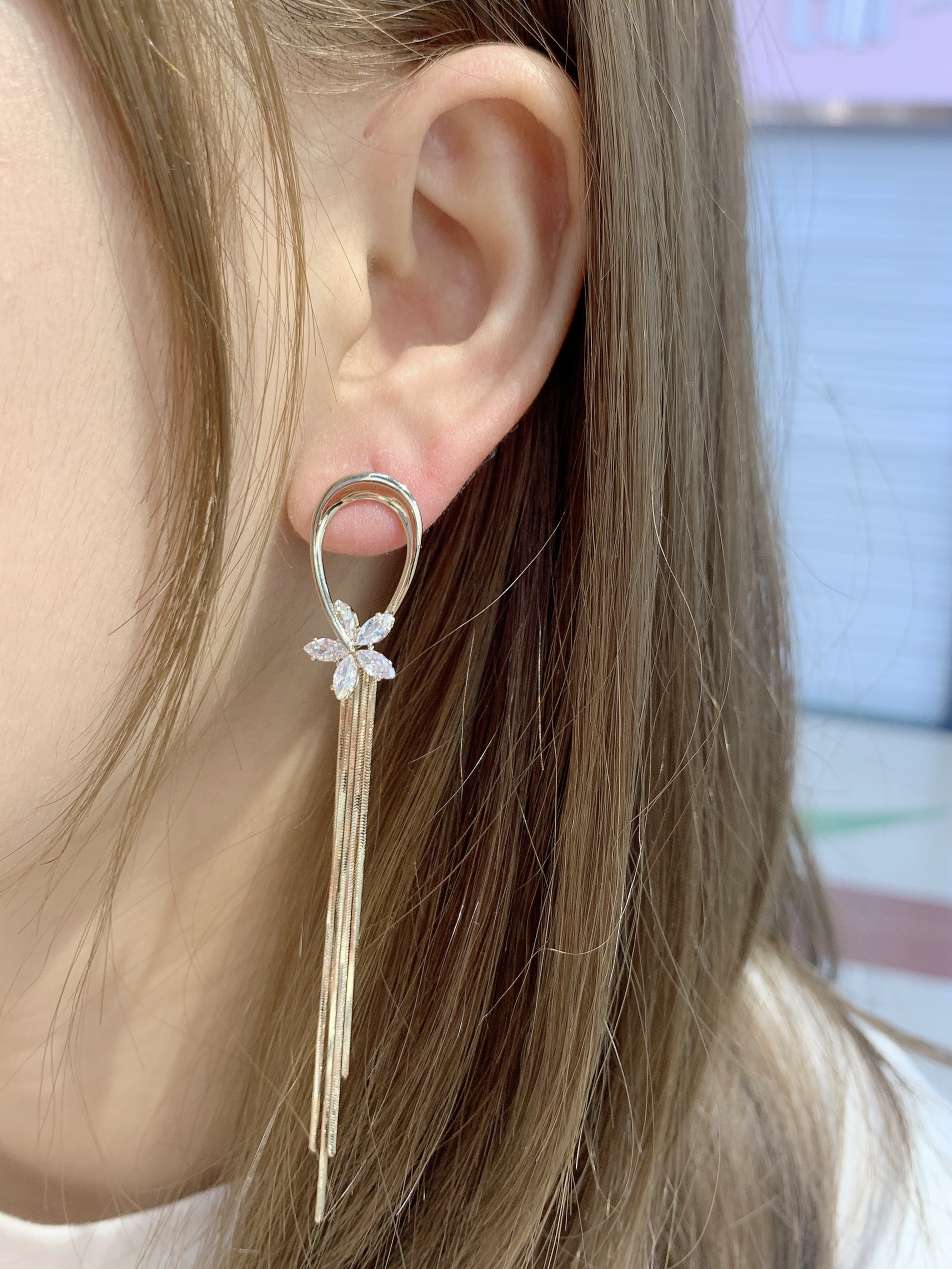 Bamboo peak jewelry star oval tassel earrings pendant silver needle earrings thumbnail