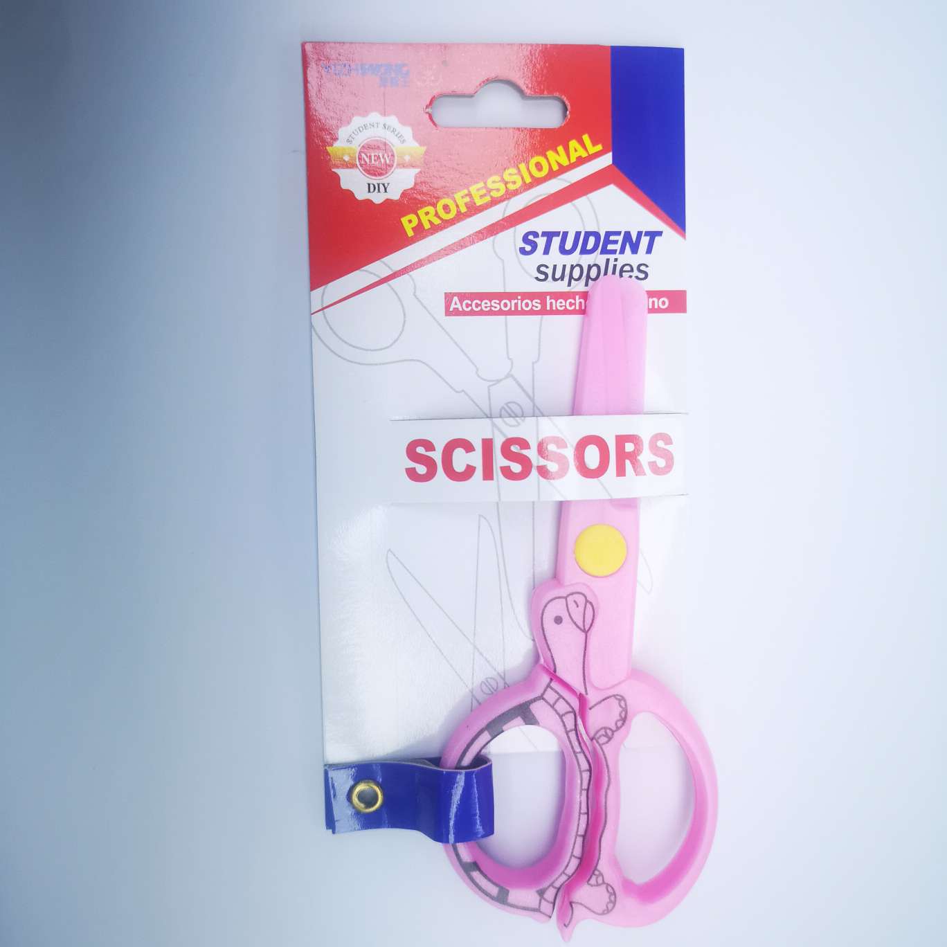 益智王7017D钉卡剪刀，24个一盒，每盒混色，产品尺寸12.2*5.2产品图