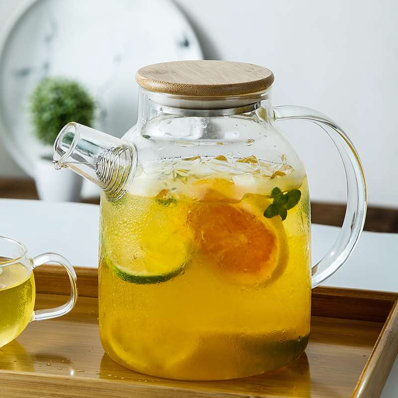 Japanese-style cold water kettle, heat-resistant glass flower boiling teapot, cold boiled water cup, high-temperature resistant household fruit tea cold water kettle, direct-boiling kettle details Picture