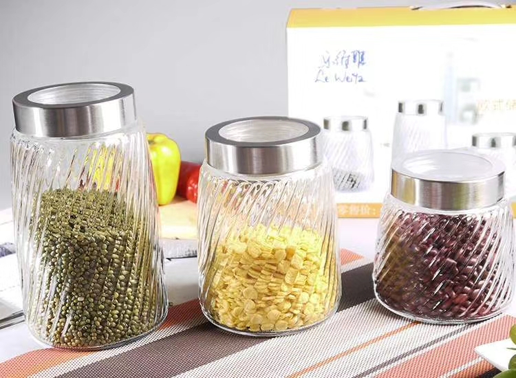 Three-piece glass storage tank set