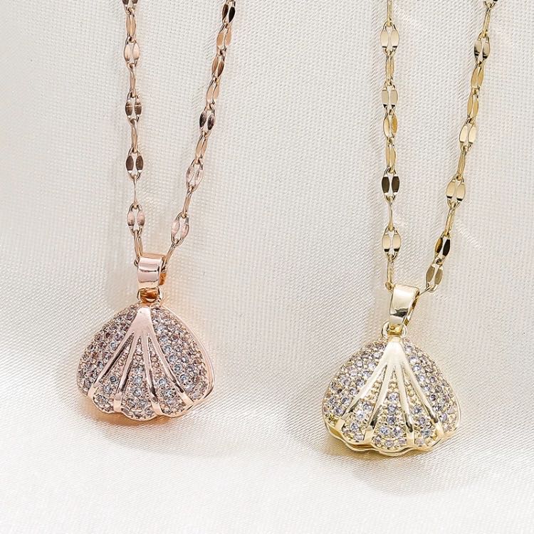 Titanium Steel Necklace Shell Pearl Pendant Clavicle Chain Female Network Red All Simple Necklace undefined