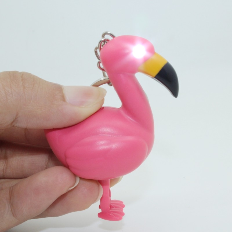 火烈鸟led发声钥匙扣图