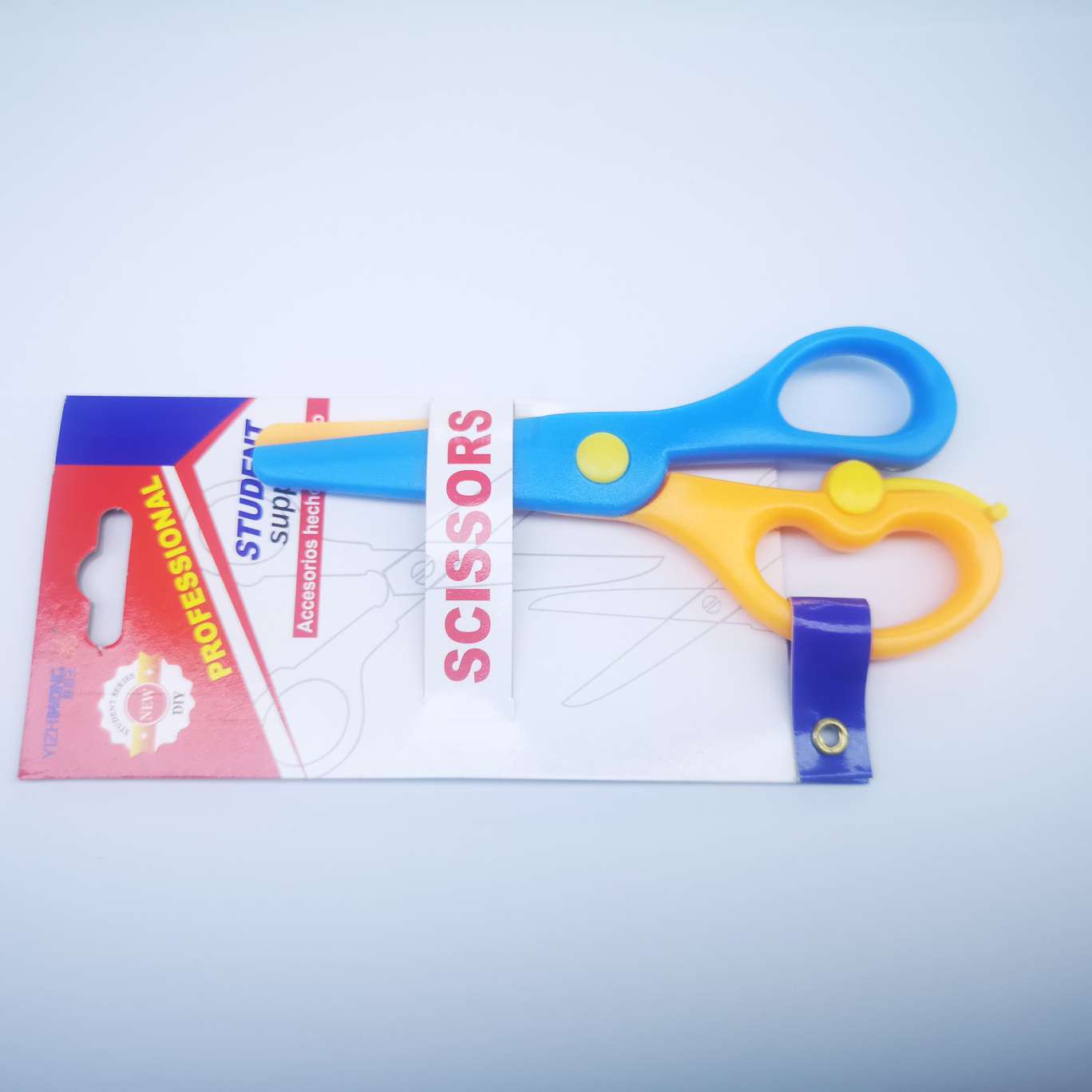 Yizhiwang 7008D nail card Scissors, 24 pieces per box, each box mixed in color, 13.5*6.5 Specification image