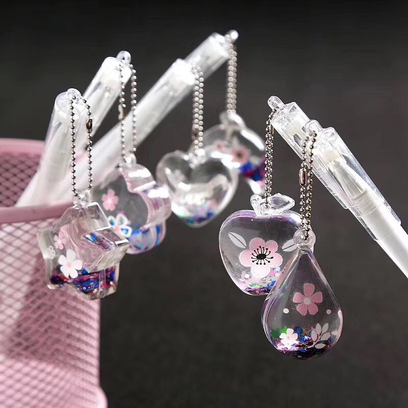 Creative shaped star heart shape sequined oil metal pendant, neutral student pen Specification image
