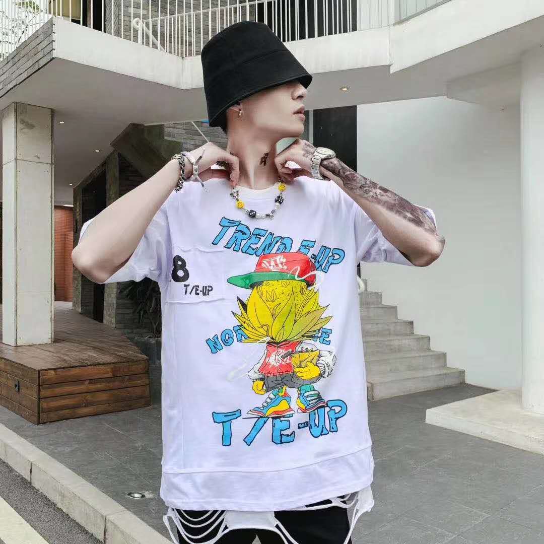 Men's short sleeve T-shirt popular logo summer Korean edition 2020 new insta-loose-fitting student half sleeve T-shirt with large logo thumbnail