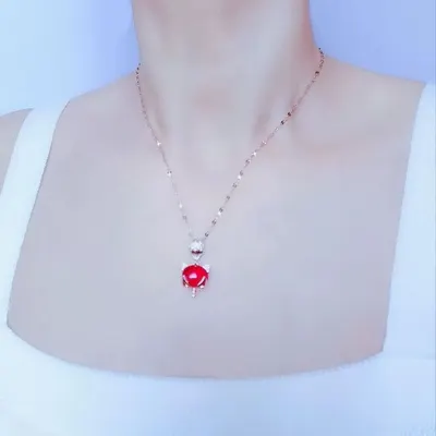Titanium Steel Necklace Fashion Network Red Collarbone Chain Fox Pendant Crystal Gem Necklace