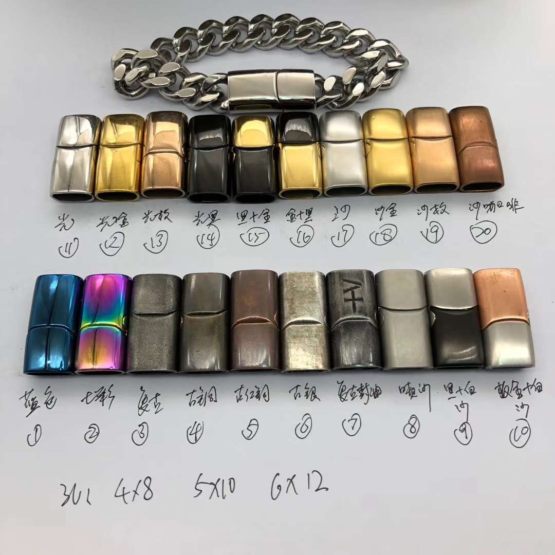 Exquisite simple accessories series stainless steel magnet buckle casting buckle Leather rope buckle bracelet buckle full figure