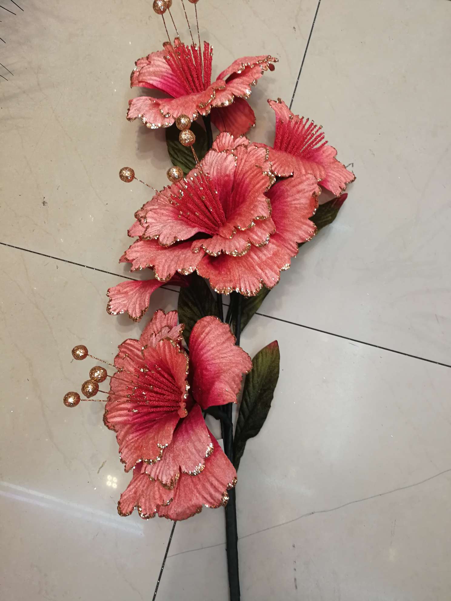 Wholesale living room bedroom dining room decoration fake flower cross border simulation flower fake flower 5 head velvet cloth peony thumbnail