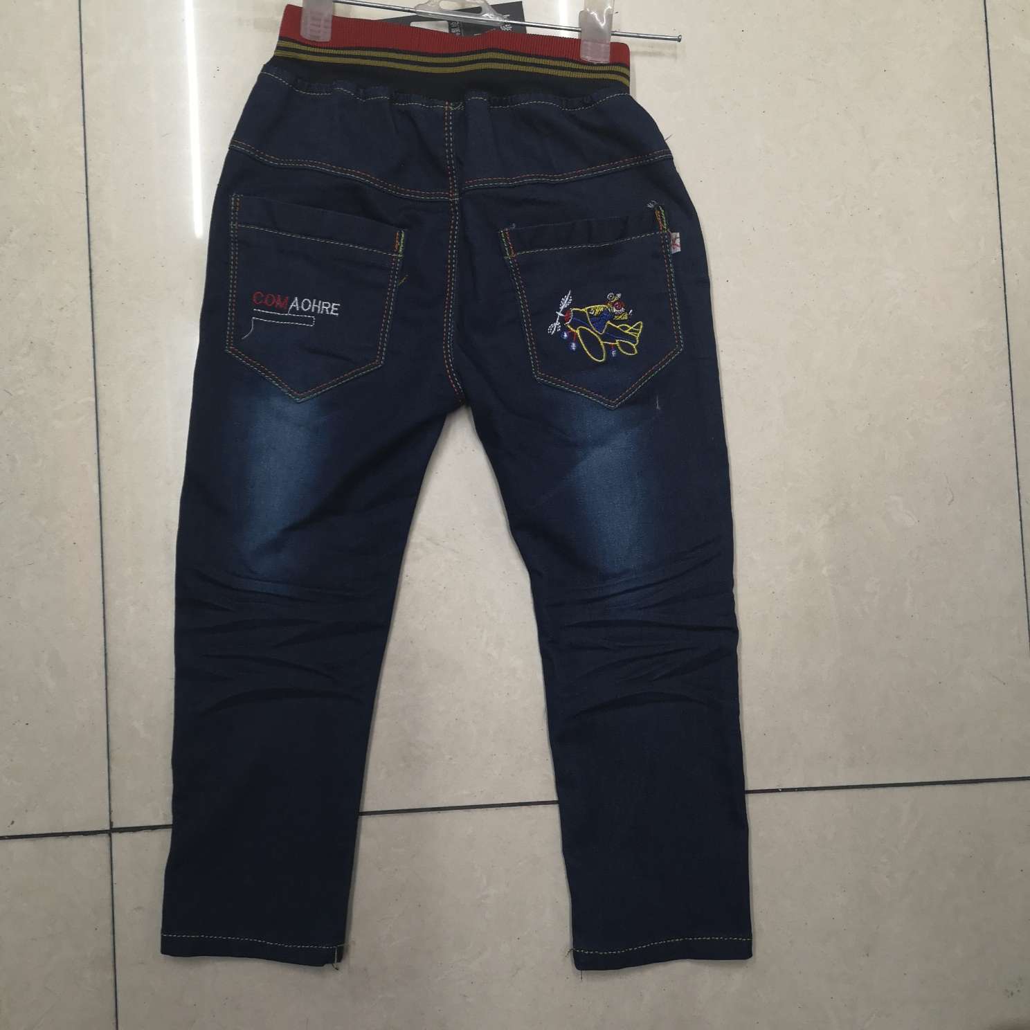 Embroidered jeans for girls, high-waisted, elastic, form-fitting, large-sized, small-leg pencil pants, spring new style long pants Specification image