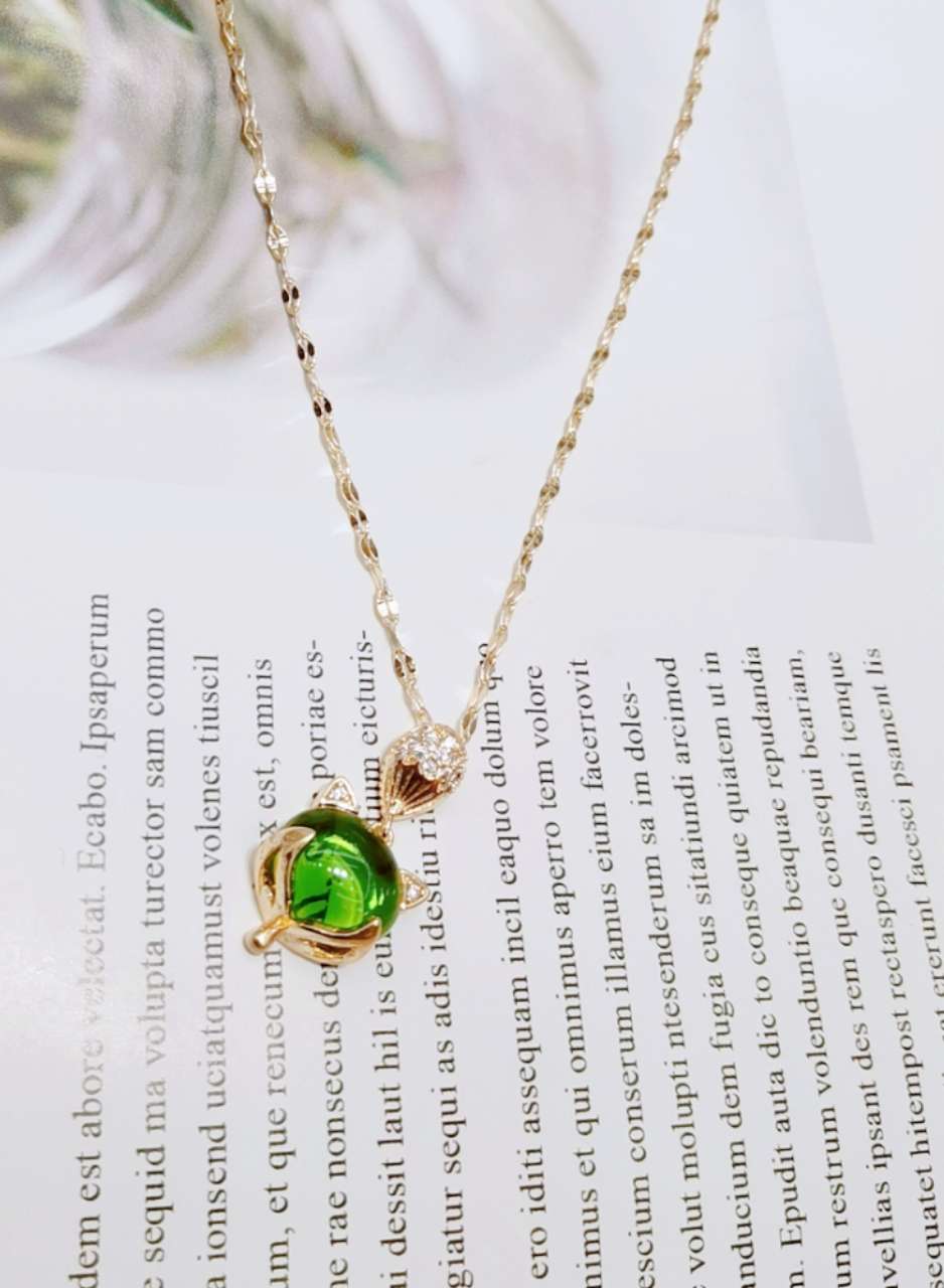Titanium Steel Necklace Fashion Network Red Collarbone Chain Fox Pendant Crystal Gem Necklace Item Picture