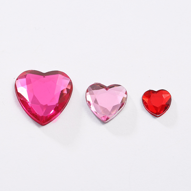 Taiwan acrylic diamond heart-shaped flat-bottomed flat cut premium diamond factory direct sales details Picture