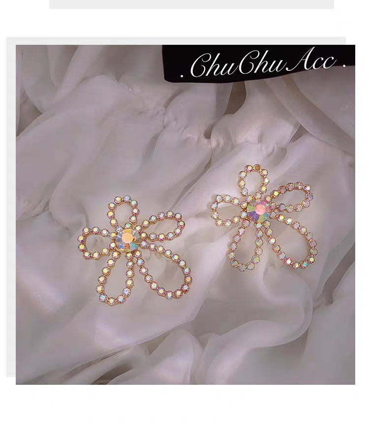 Colorful diamond flower earrings details Picture