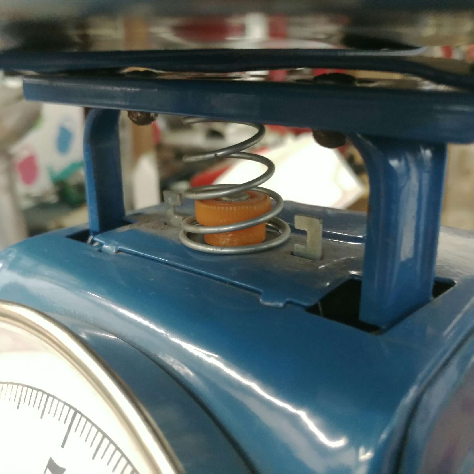 Metal scale with disc, small pointer spring measuring scale, kitchen small platform scale, food scale, blue Specification image