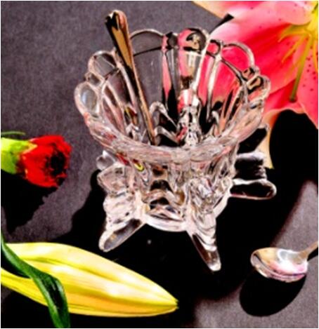 Glass moon candle holder