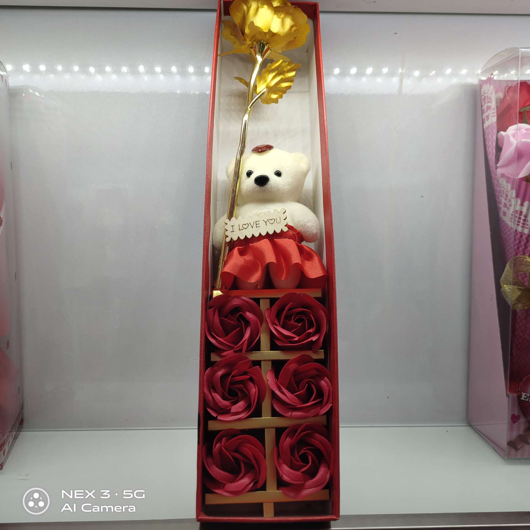 40金玫瑰花香皂花小熊礼盒