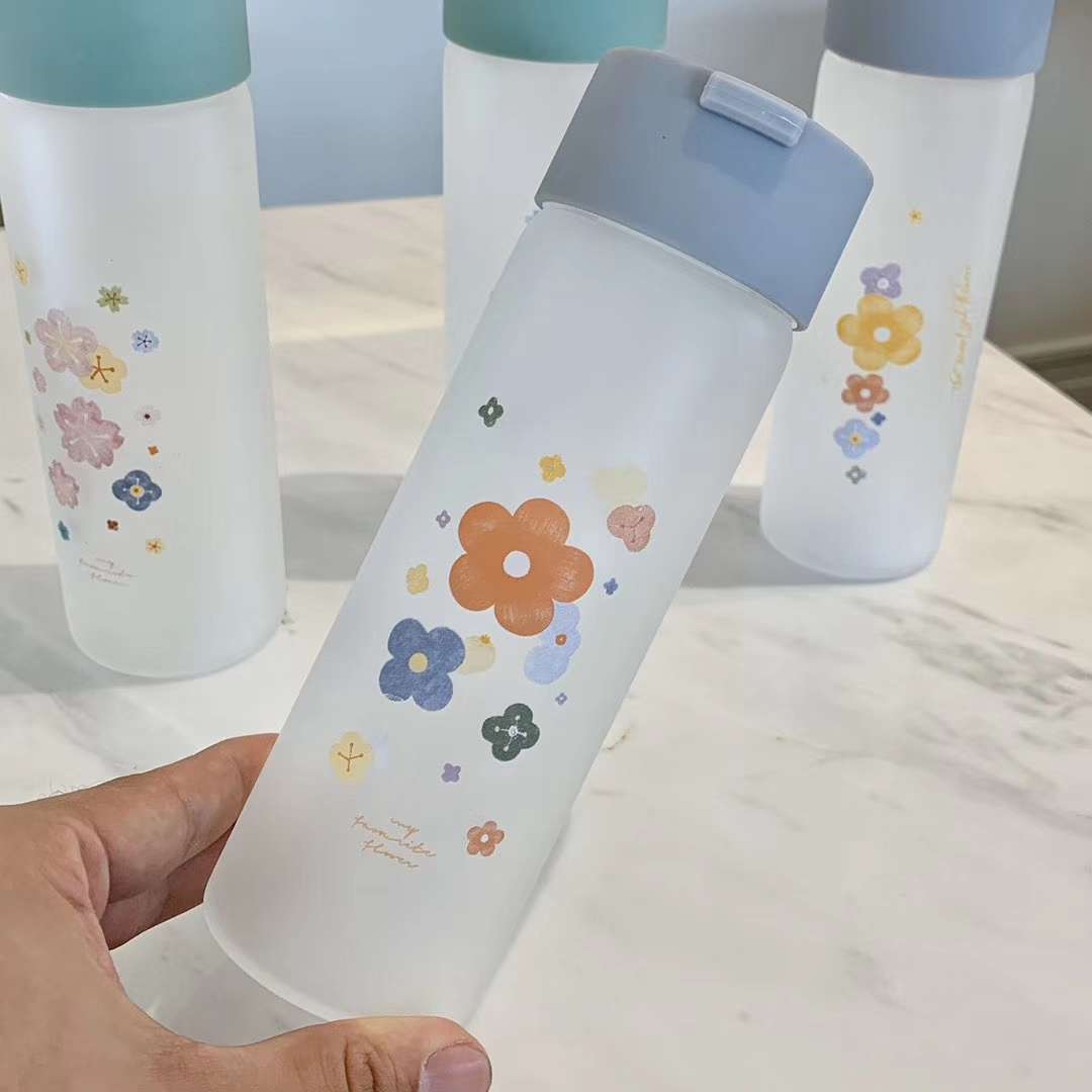 Ycbl-212 350Ml Frosted Hyuna Flower Glass With Ring Cap Heat-Resistant High Borosilicate Glass Specification drawing