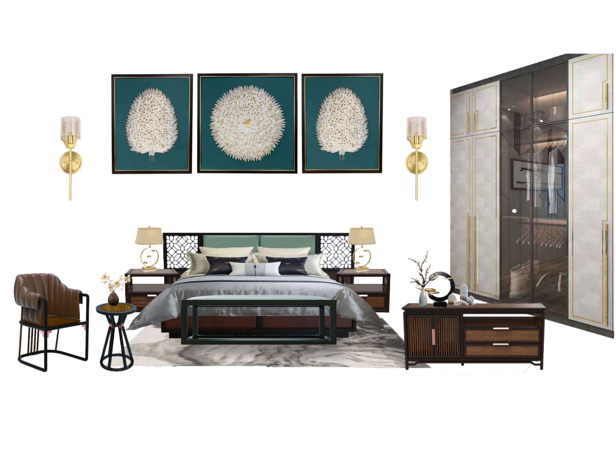 Living Room Decorative Painting Corridor Porch Hanging Painting Hotel Display Painting Three Modern Style details Picture