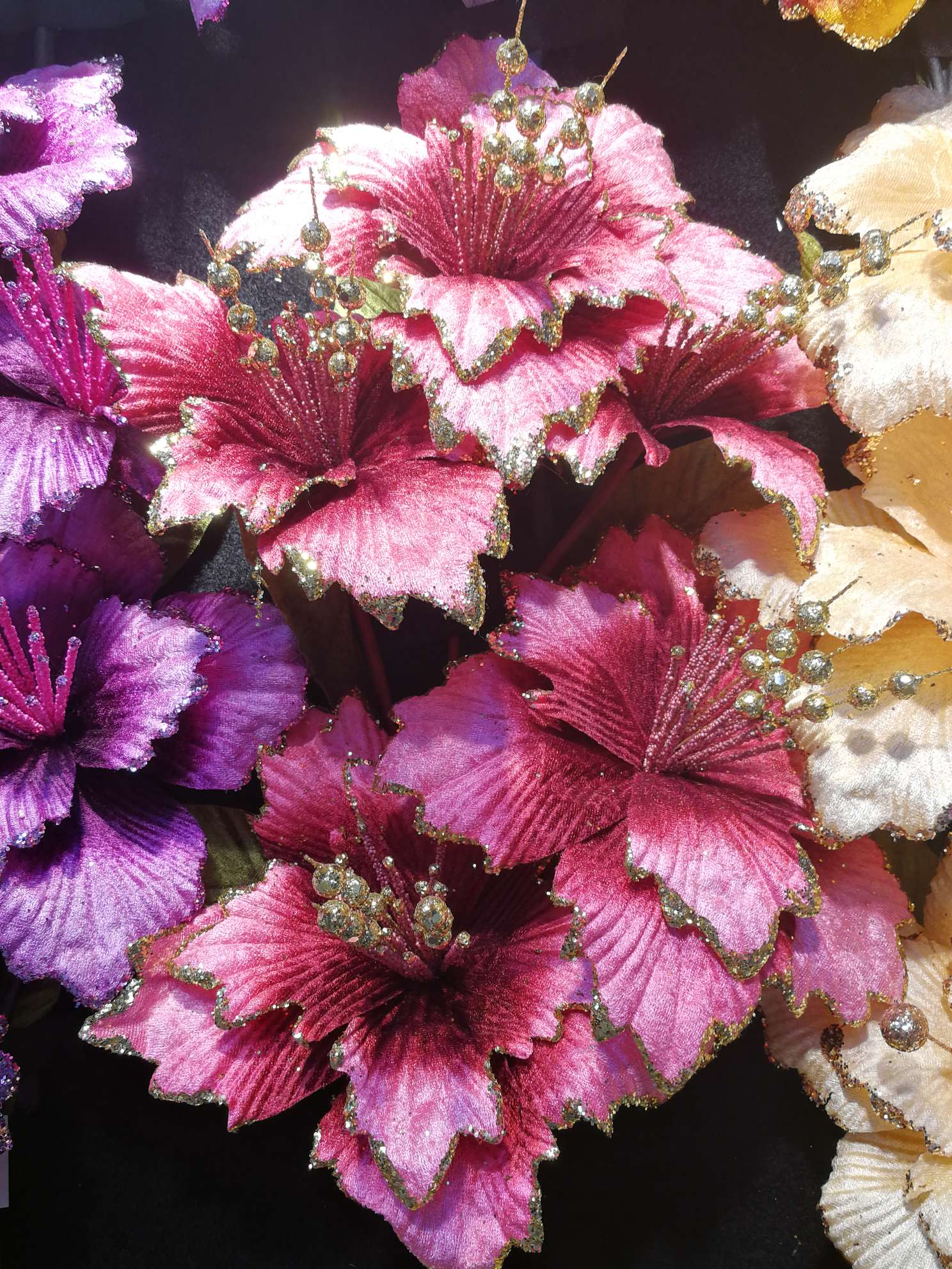 863 Peony Christmas decorations gold powder flower rattan garland flower doors and Windows Christmas flower manufacturers wholesale thumbnail