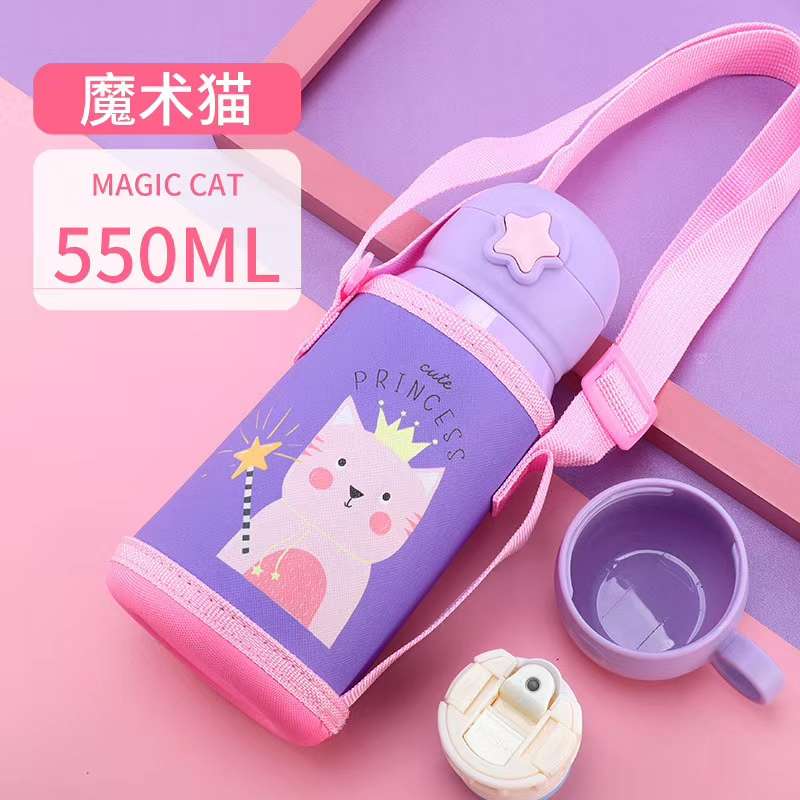 YCBW093 550ml cartoon strap niños calentador de agua con doble cubierta de doble uso 304 taza térmica de grado alimenticia Specification image