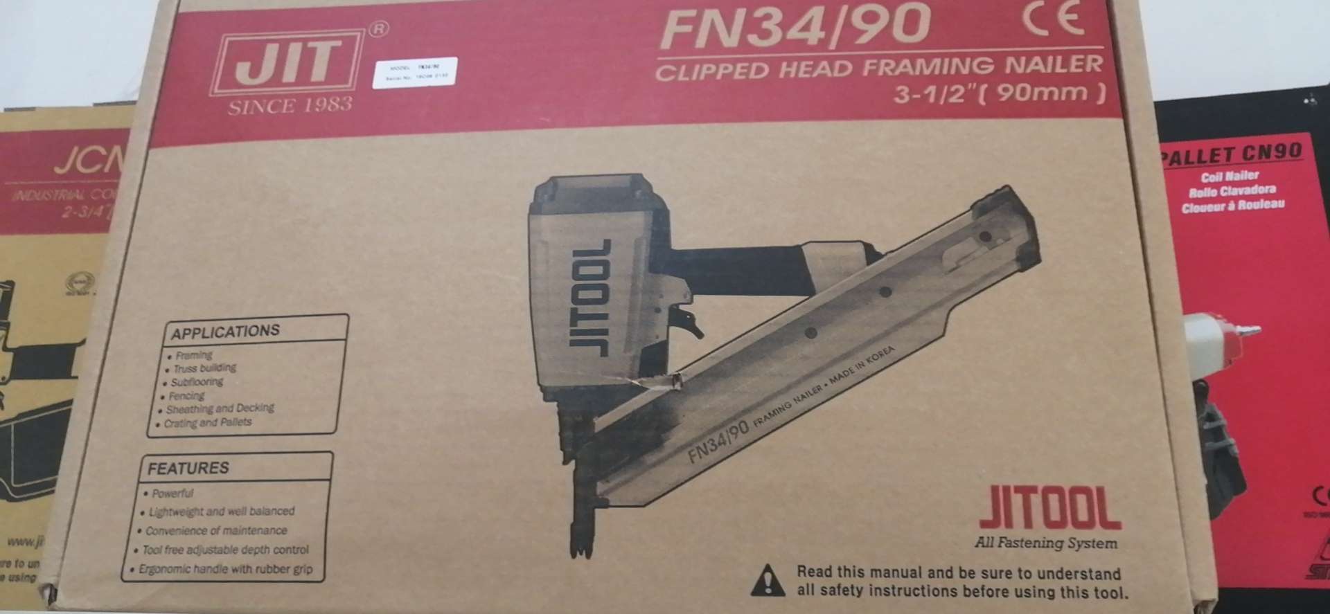 34/90 Shot Nail Riveting Gun Specification drawing