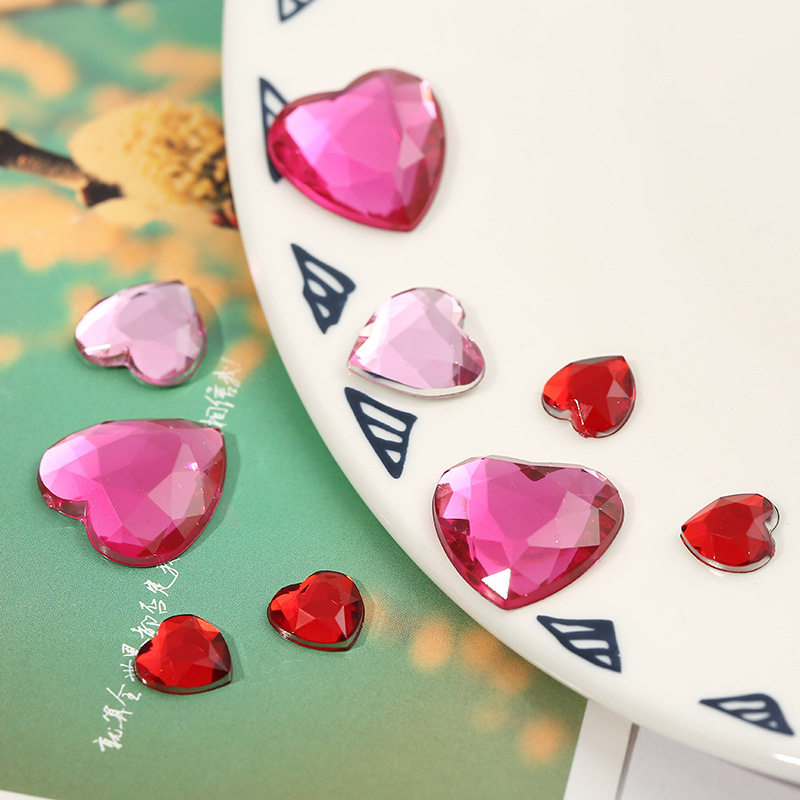 Taiwan acrylic diamond heart-shaped flat-bottomed flat cut premium diamond factory direct sales