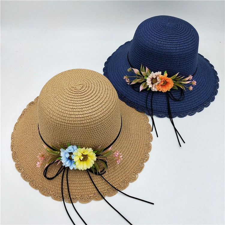 夏季休闲度假防紫外线遮阳草帽韩版百搭可折叠新款女士外出沙滩帽白底实物图