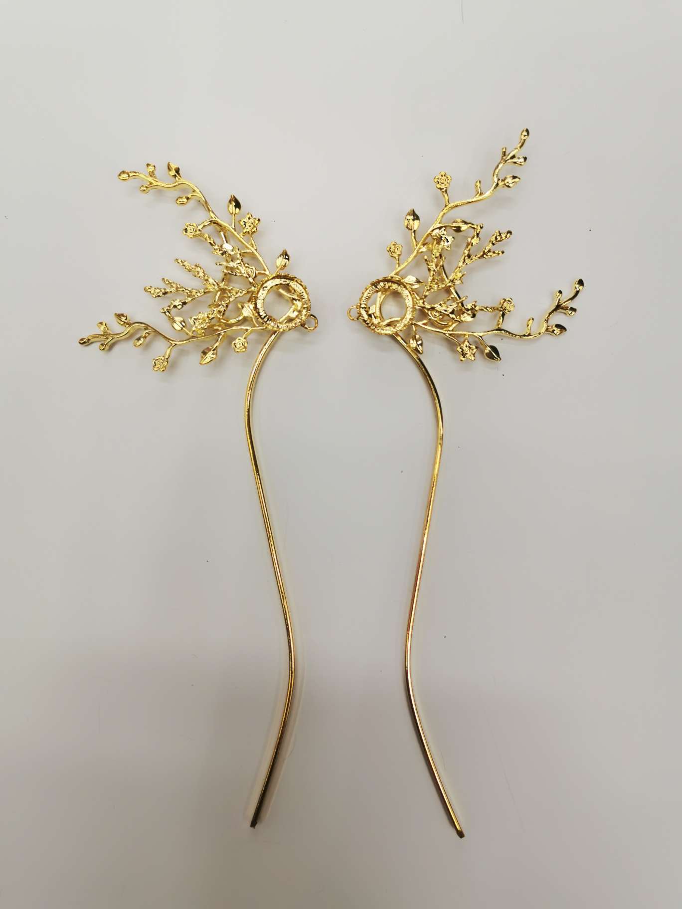 高档古风款饰品配件新娘发簪材料金色发梳DIY汉服发饰盘发头饰凤冠步摇