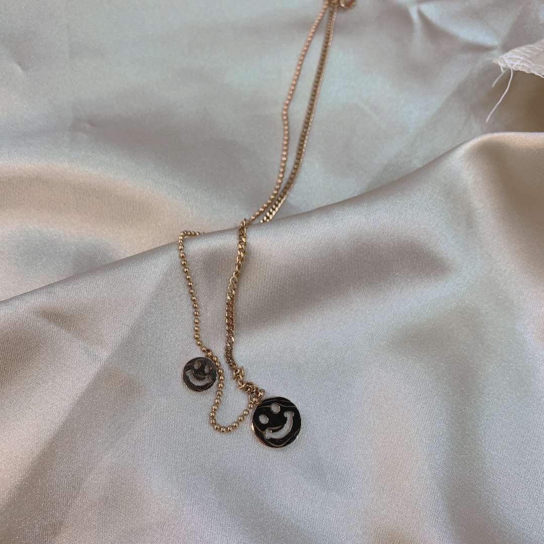 Bamboo Peak Jewelry Titanium Steel Necklace Korean Street Smile Stainless Steel Titanium Steel Necklace Women's Bracelet