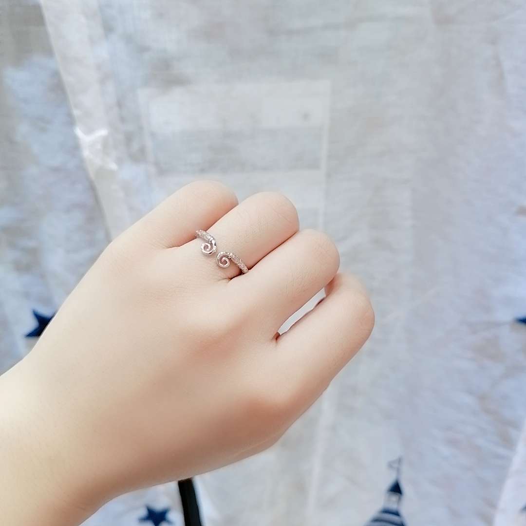 Bamboo peak jewelry sterling silver ring hoop charm girl ring delicate versatile thumbnail