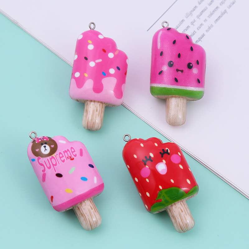 Creative acrylic accessories anti - real ice cream luminescent toys DIY bag pendant key chain wholesale pendant thumbnail