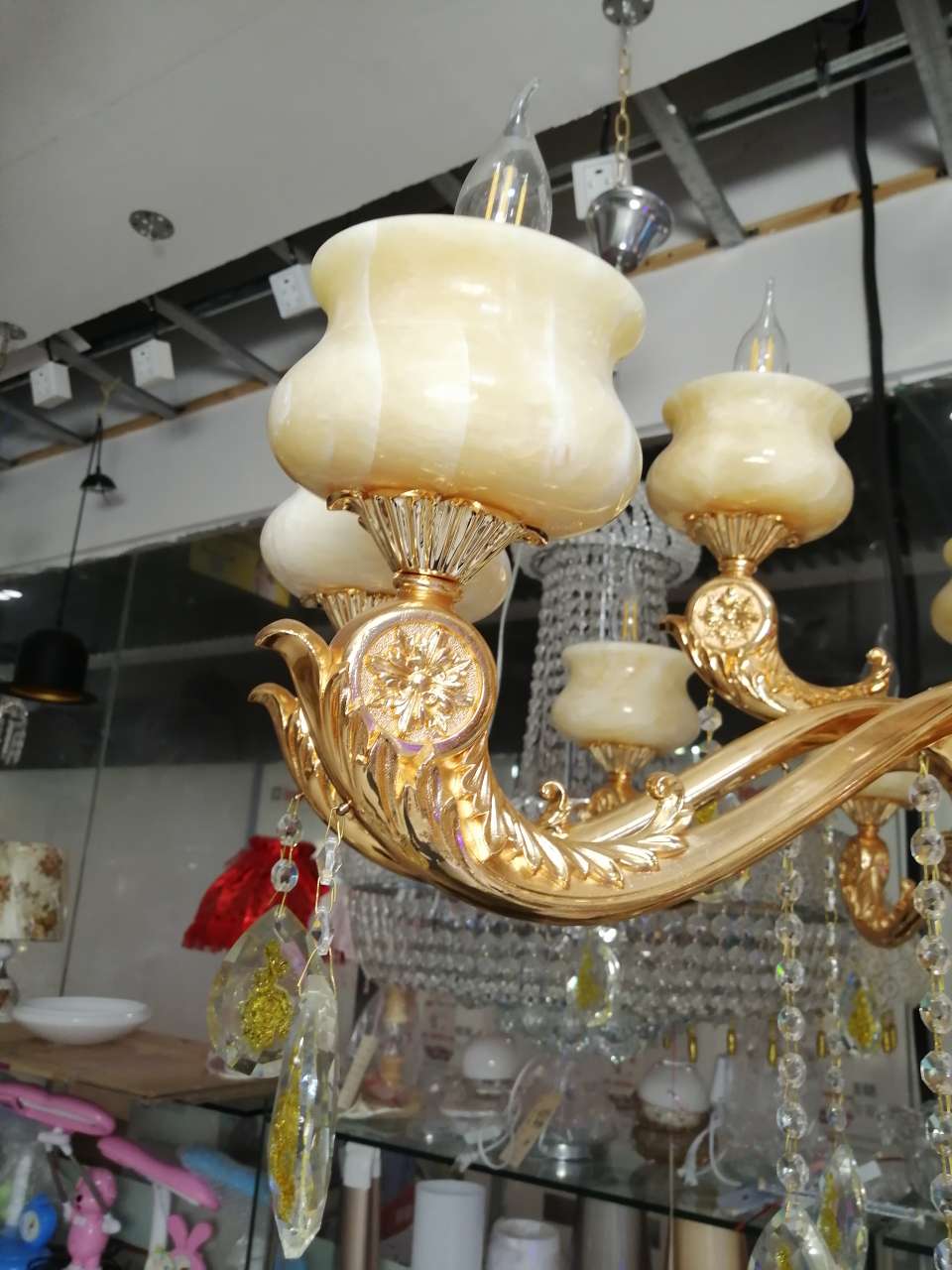 Zinc alloy and jade living room ceiling headlight 88174 Specification image