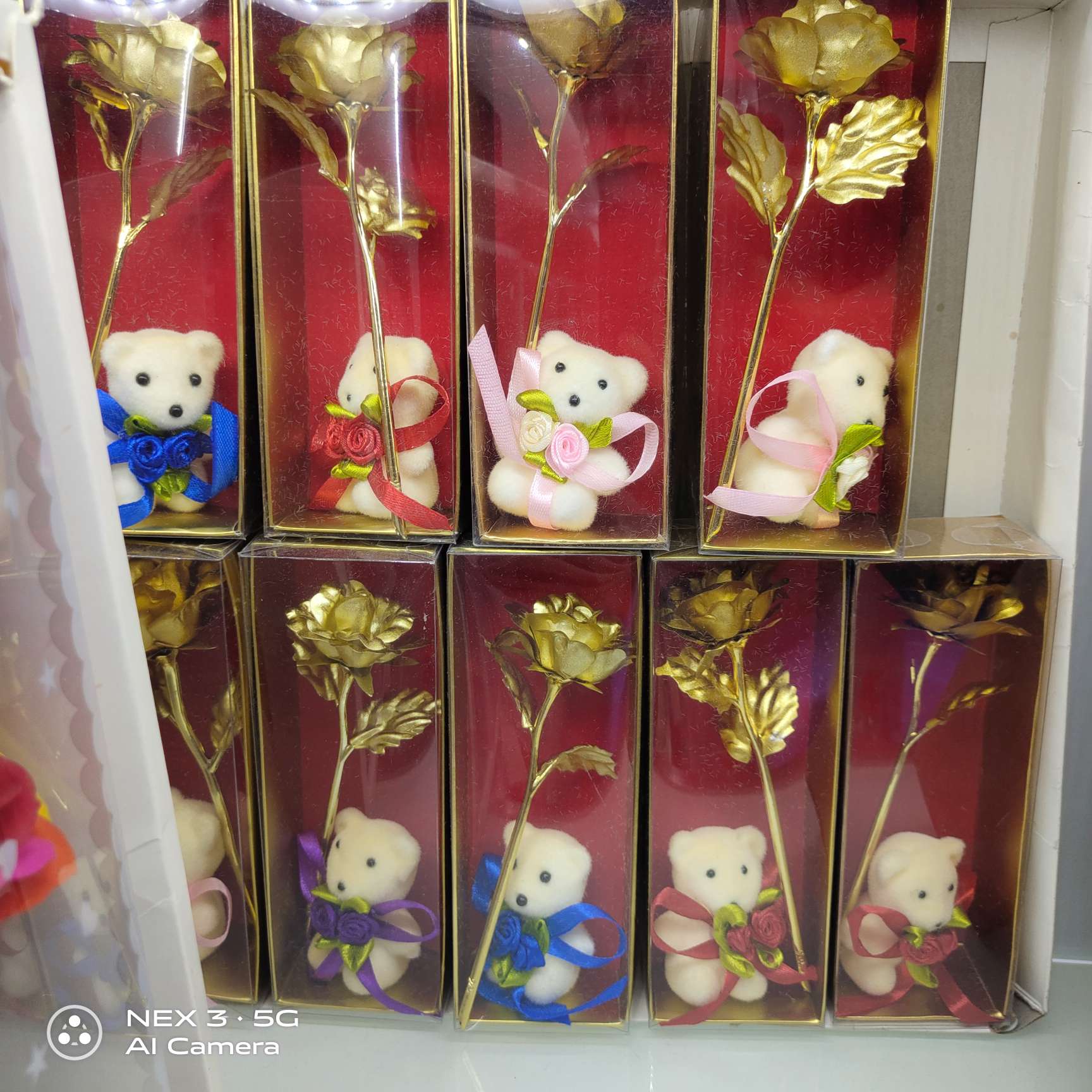 36小号金玫瑰花小熊礼盒