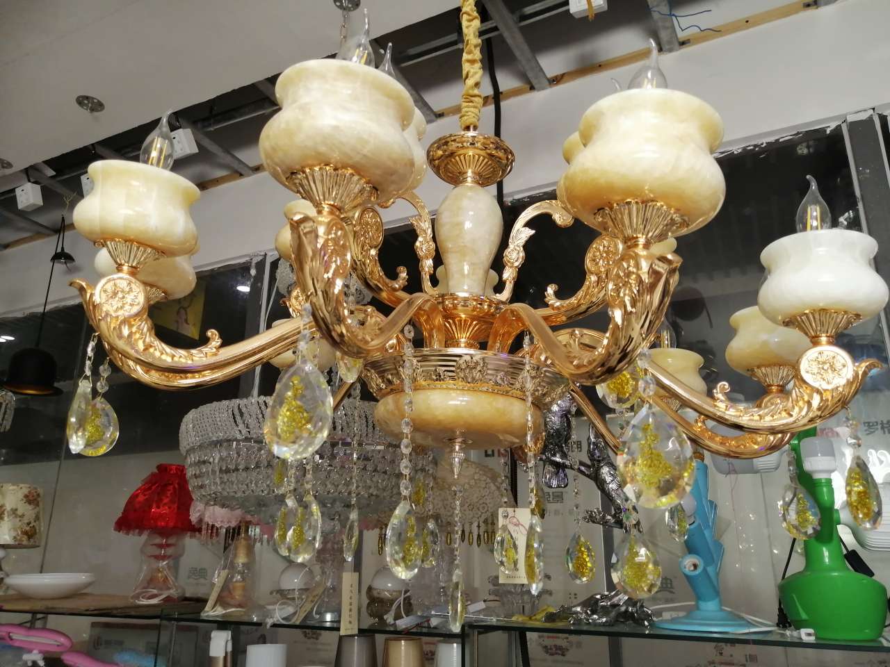 锌合金加玉石客厅吊顶大灯88174