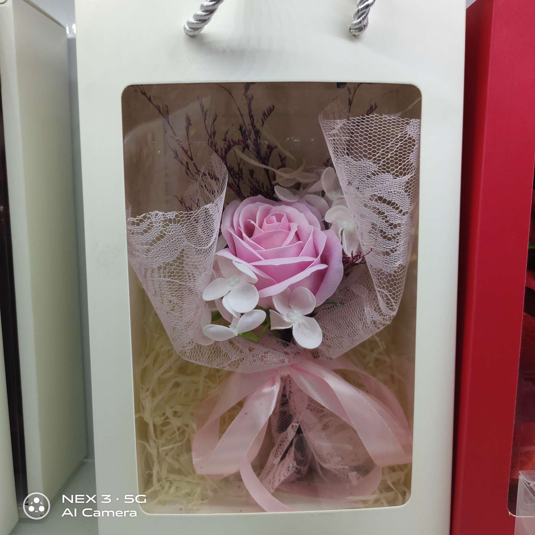 33高档手提彩盒干花香皂花绣球花束礼盒