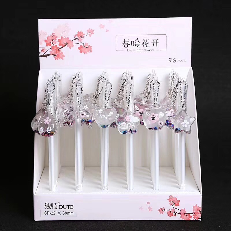 Creative shaped star heart shape sequined oil metal pendant, neutral student pen
