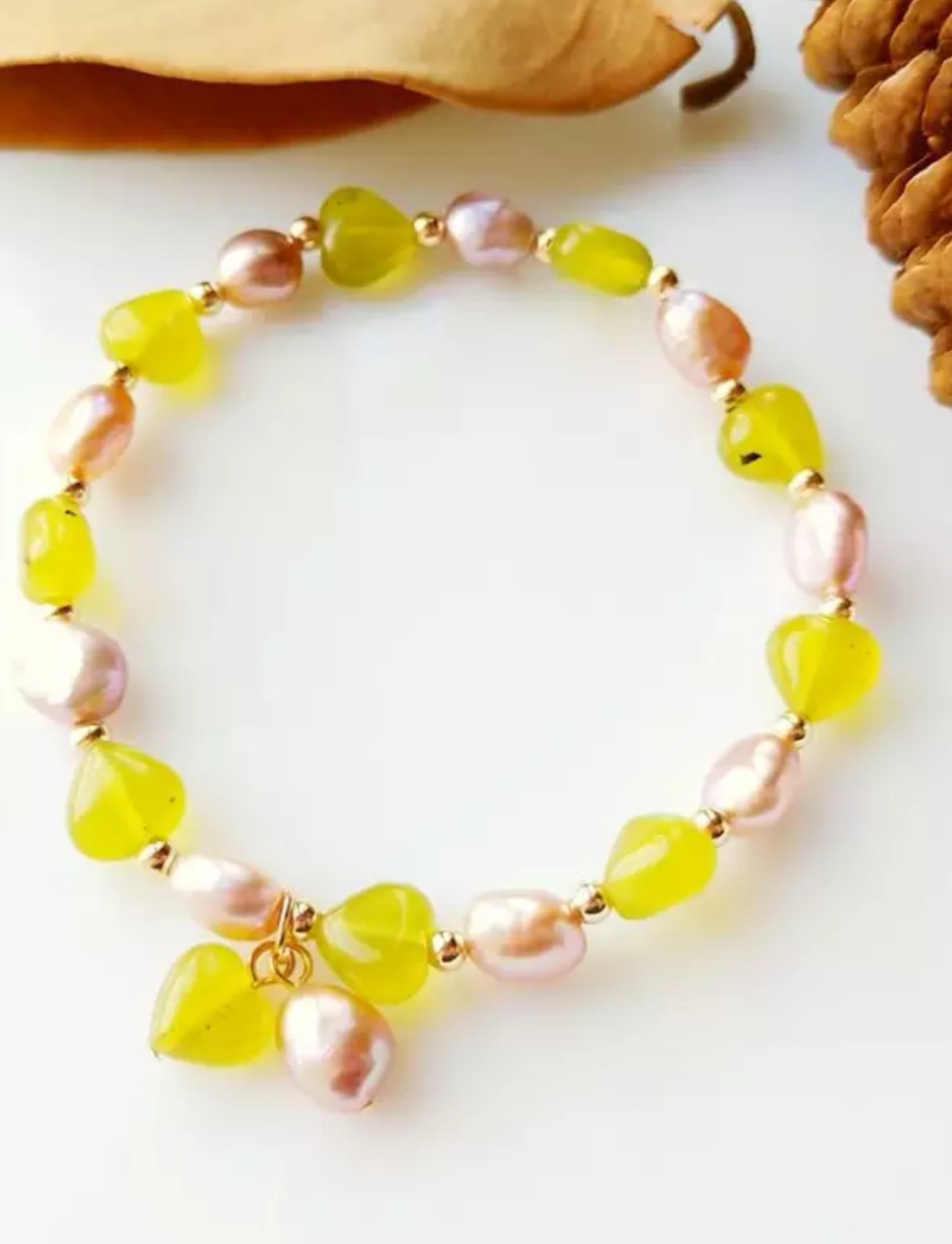 6-7mm small Baroque pearl bracelet, amethyst, lemon jade, pink tourmaline, ruby elastic bracelet, suitable for ladies or girls Item Picture