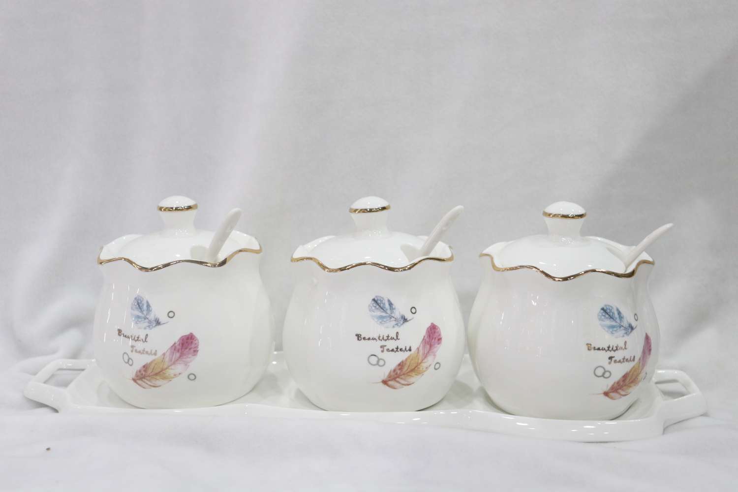 Dingmei Ceramic Plate Sleeve Three-seasoning Jar this season's new model factory direct sale, in stock direct sale Item Picture