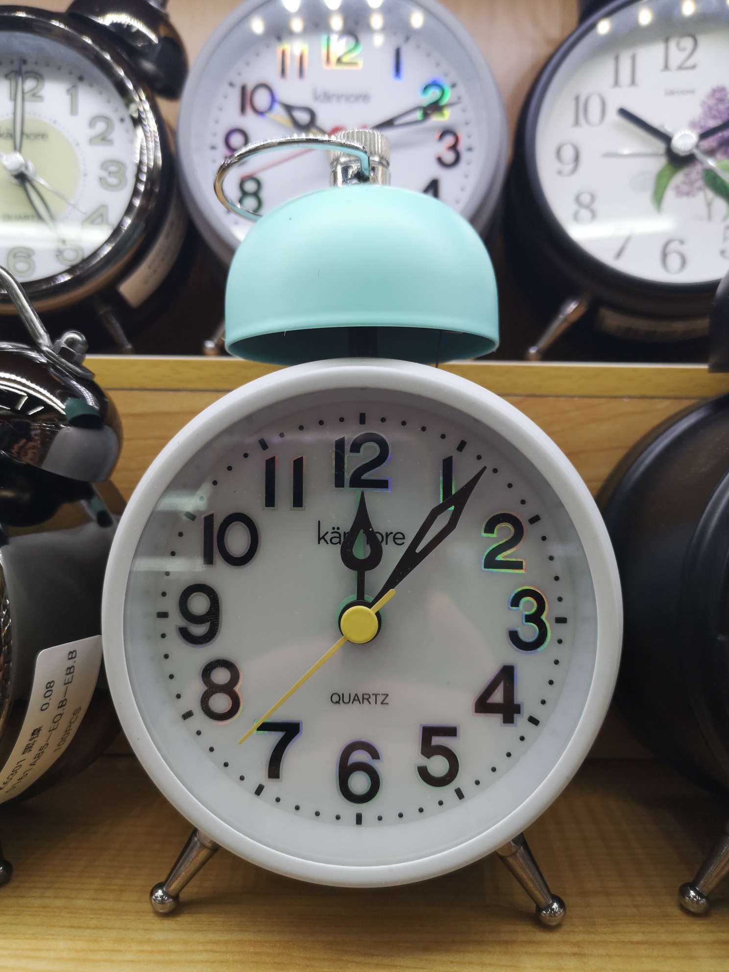 The iron case rings the alarm clock