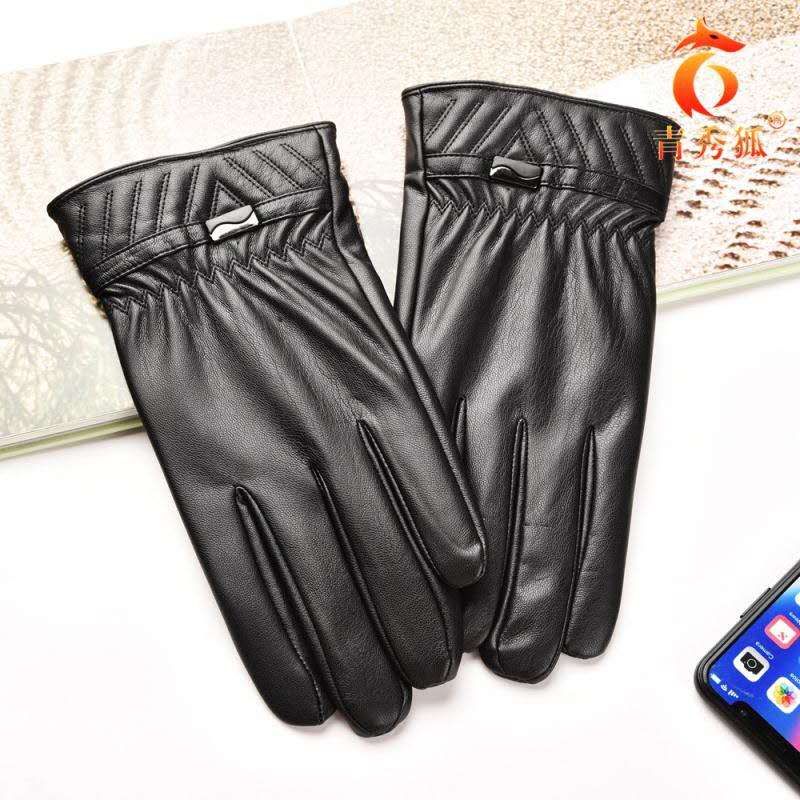 Touch the screen with simulated leather gloves for men
