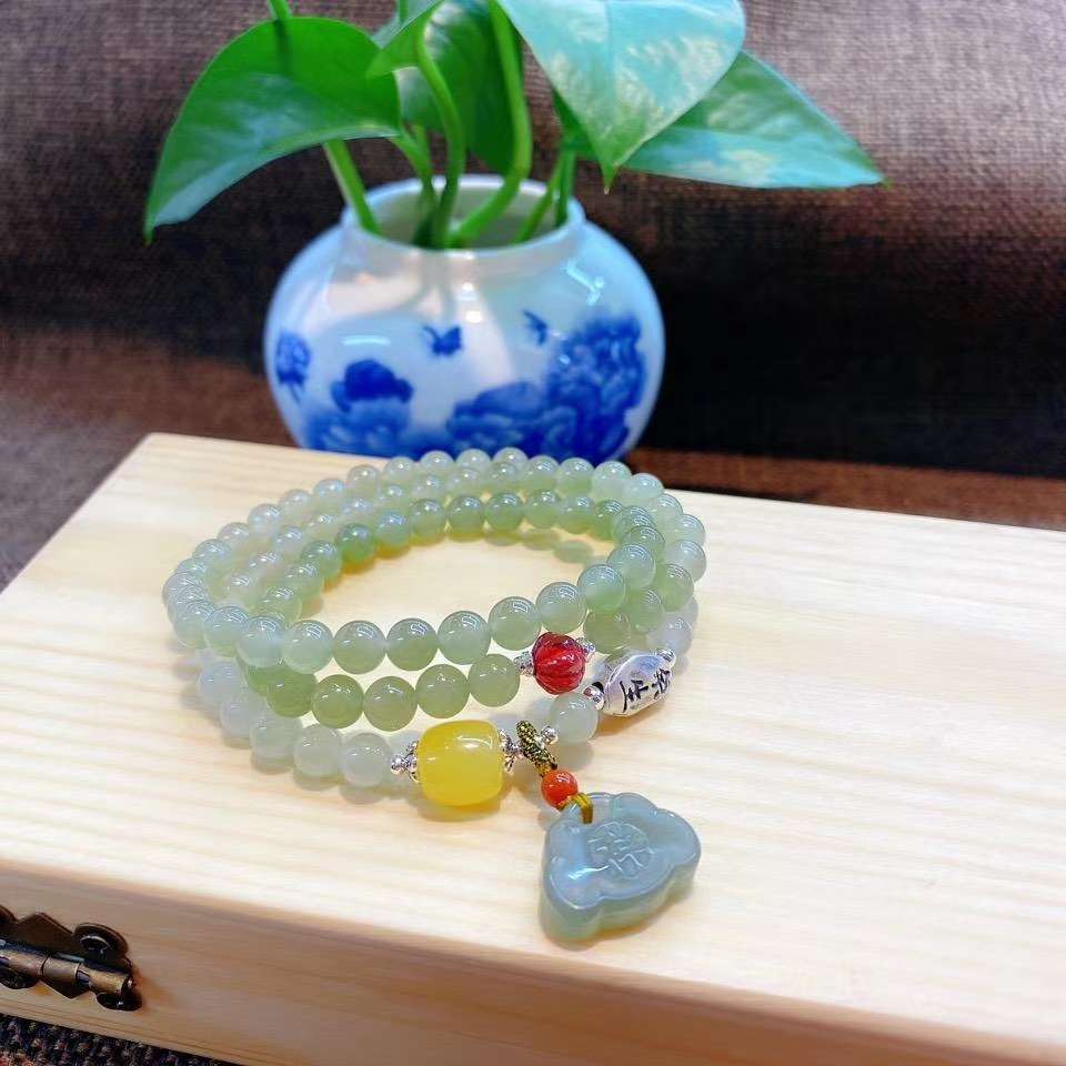 6mm qinghai duck eggs sapphire three rings for the rest of your life bracelet thumbnail