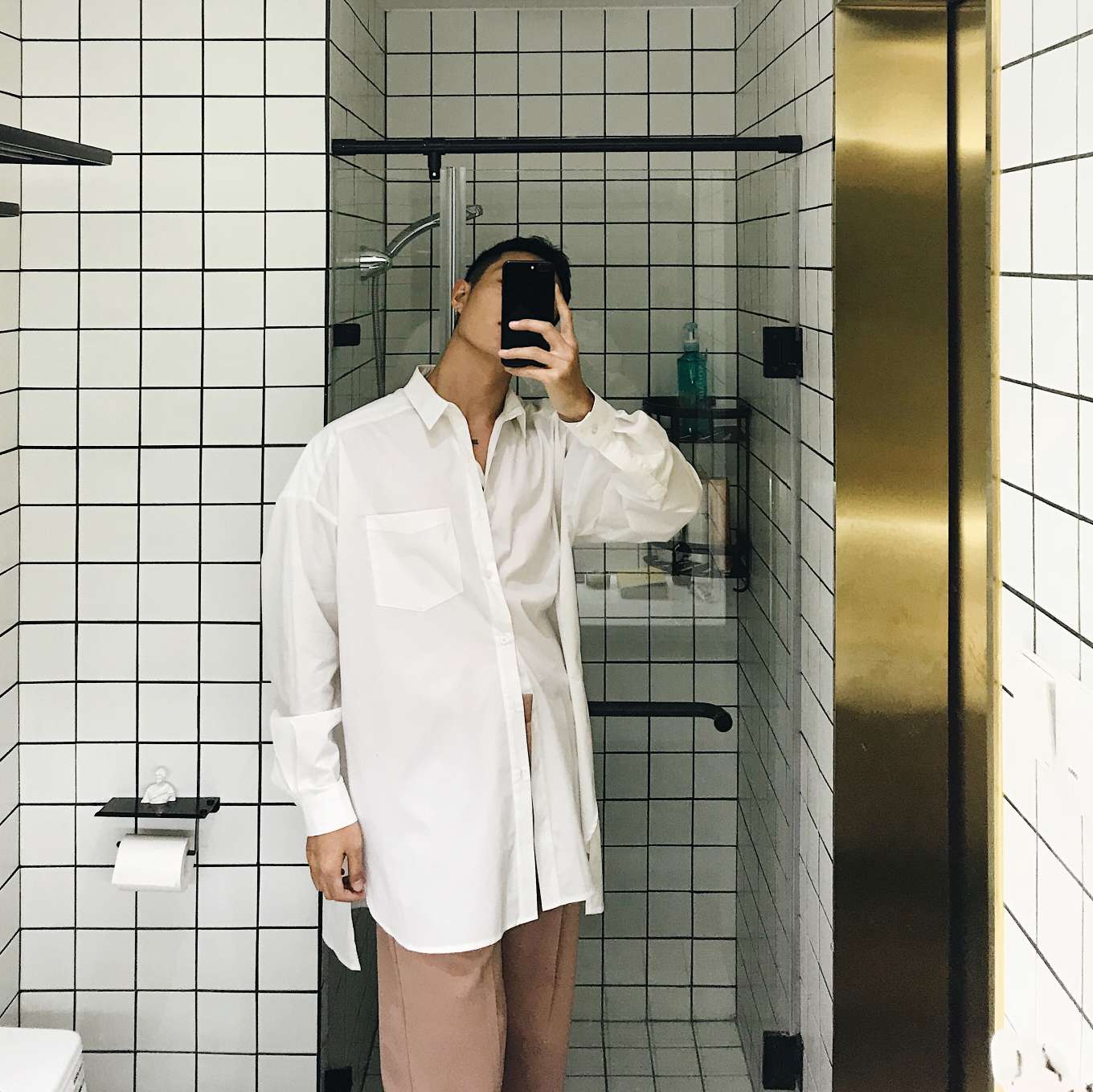 weave studio Spring/Summer 18 no-iron ultra-loose white silhouette versatile and elegant unisex shirt Specification image