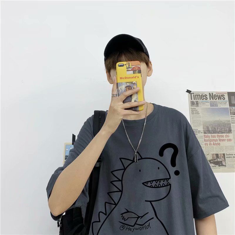 Trendy short-sleeved men on Instagram, overweight and plus-size loose, original 5-inch sleeve T-shirt for teenagers and students, Chinese trend