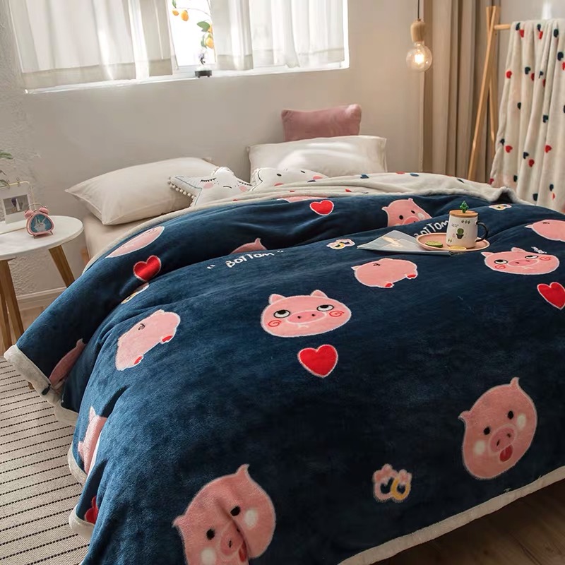 Mercure Home Textile 2022 New Blanket Fashion Double-Sided Printed Carpet Pig